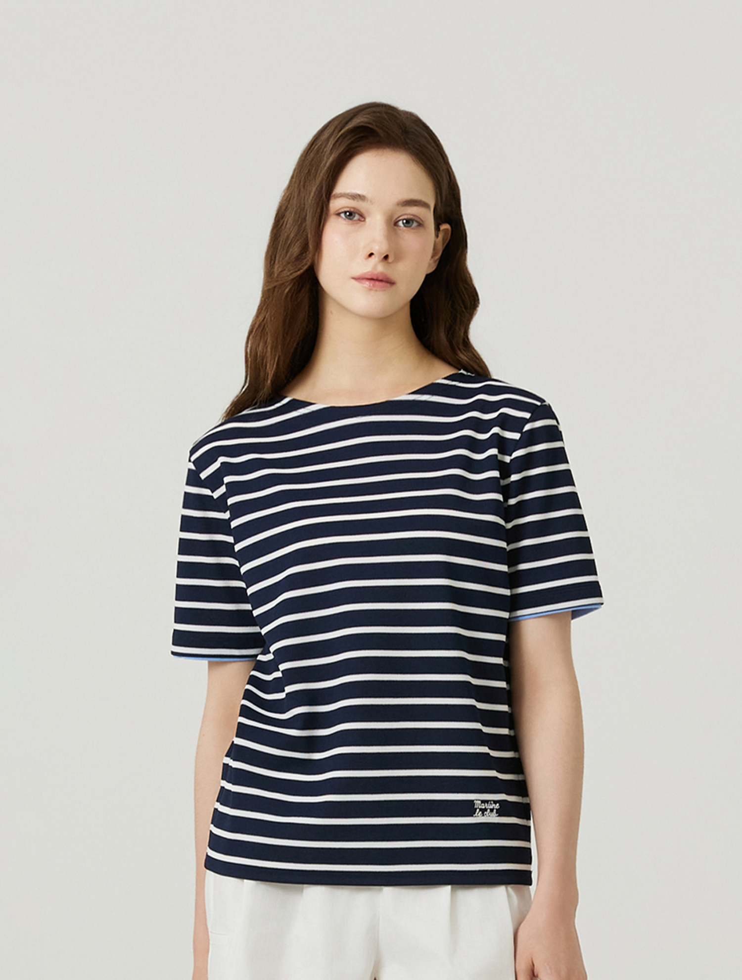 Round Stripe T-shirts_NAVY (QW0FTTR20449)