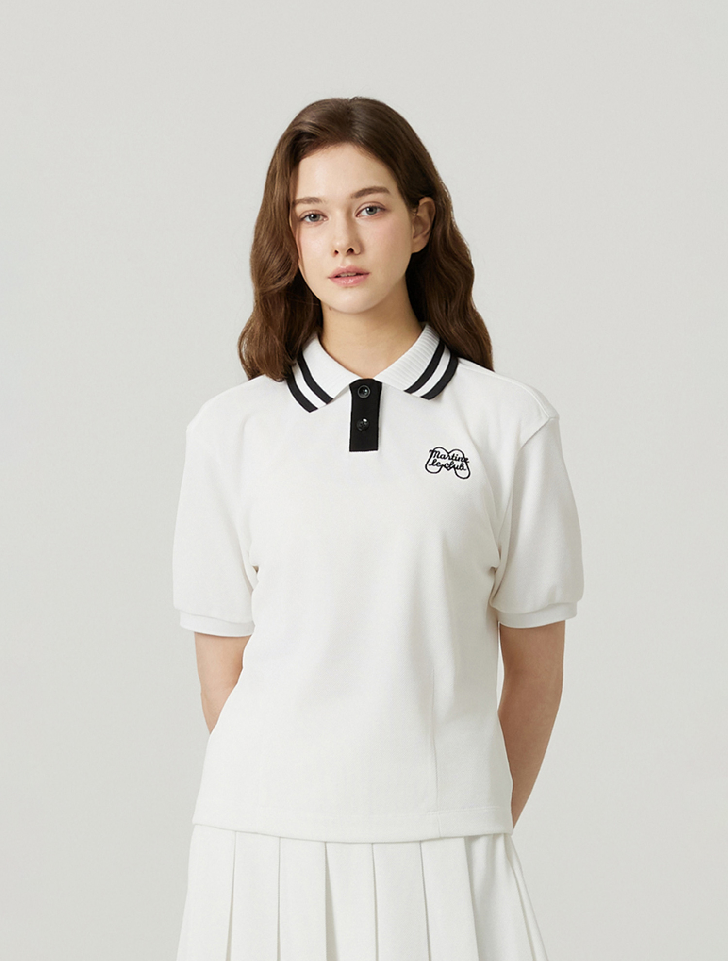 Knit Collar Crop Short Sleeve T-shirt_OFF-WHITE (QW0FTTP20230)