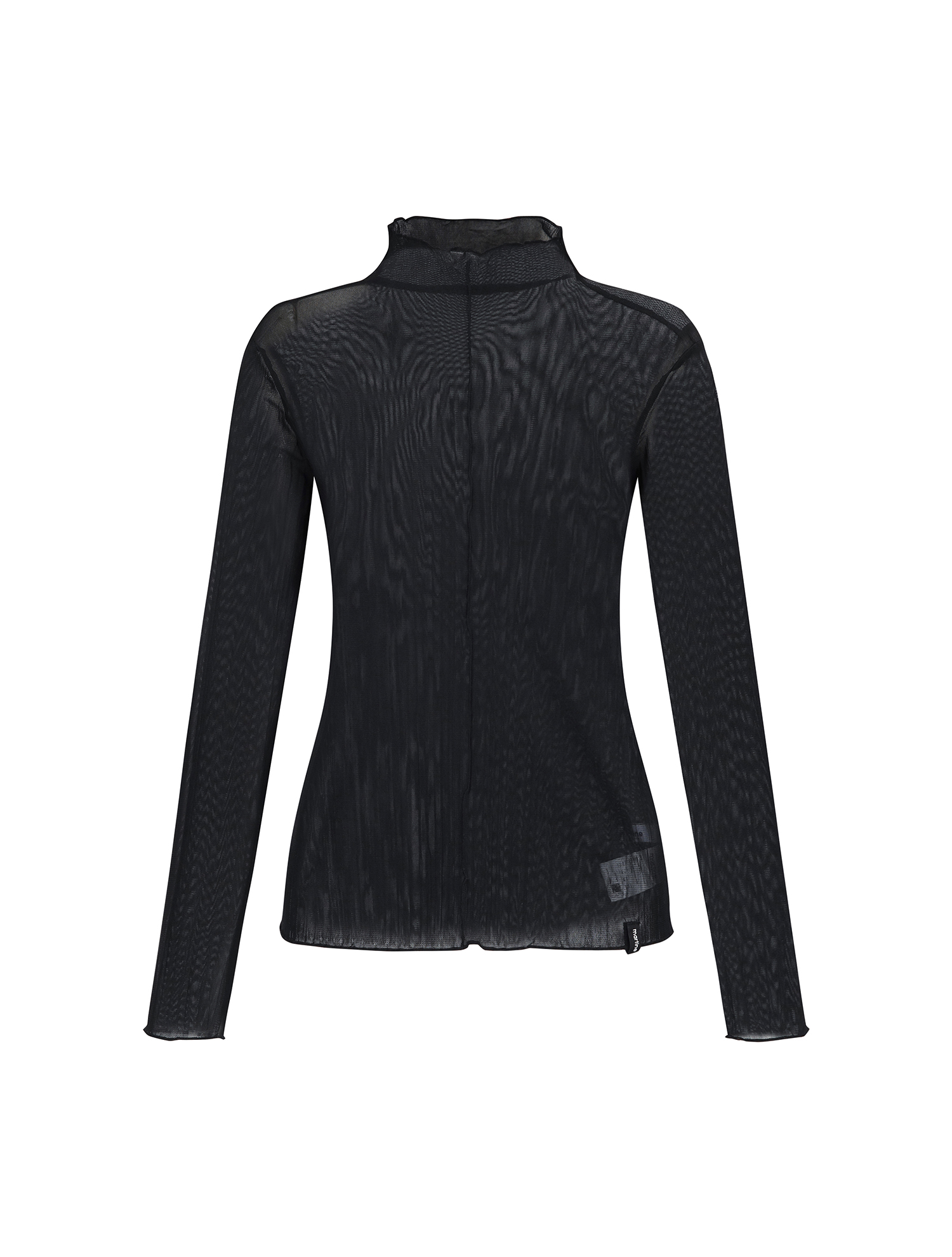 Long-sleeve High neck Crinkle T-shirt_BLACK (QW0FTTT20739)