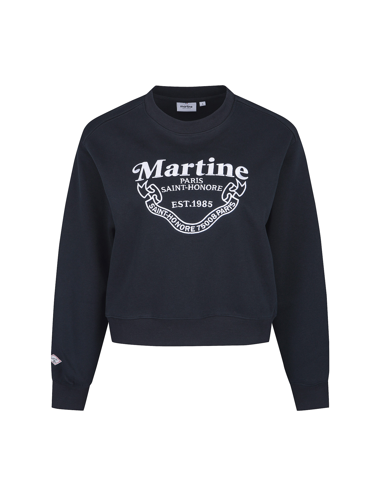Martine lettering Crop Sweatshirts_NAVY (QW0FTTR30249)