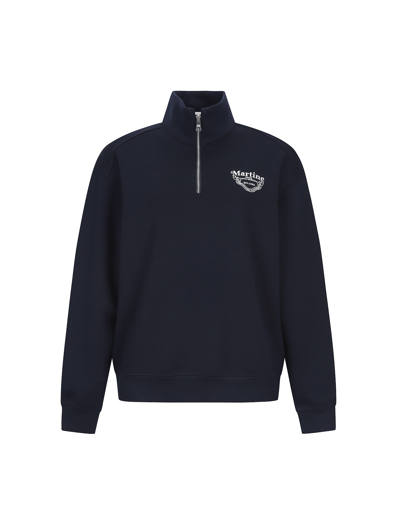 High Neck Half zip Sweatshirts_NAVY (QW0FTTZ30149)