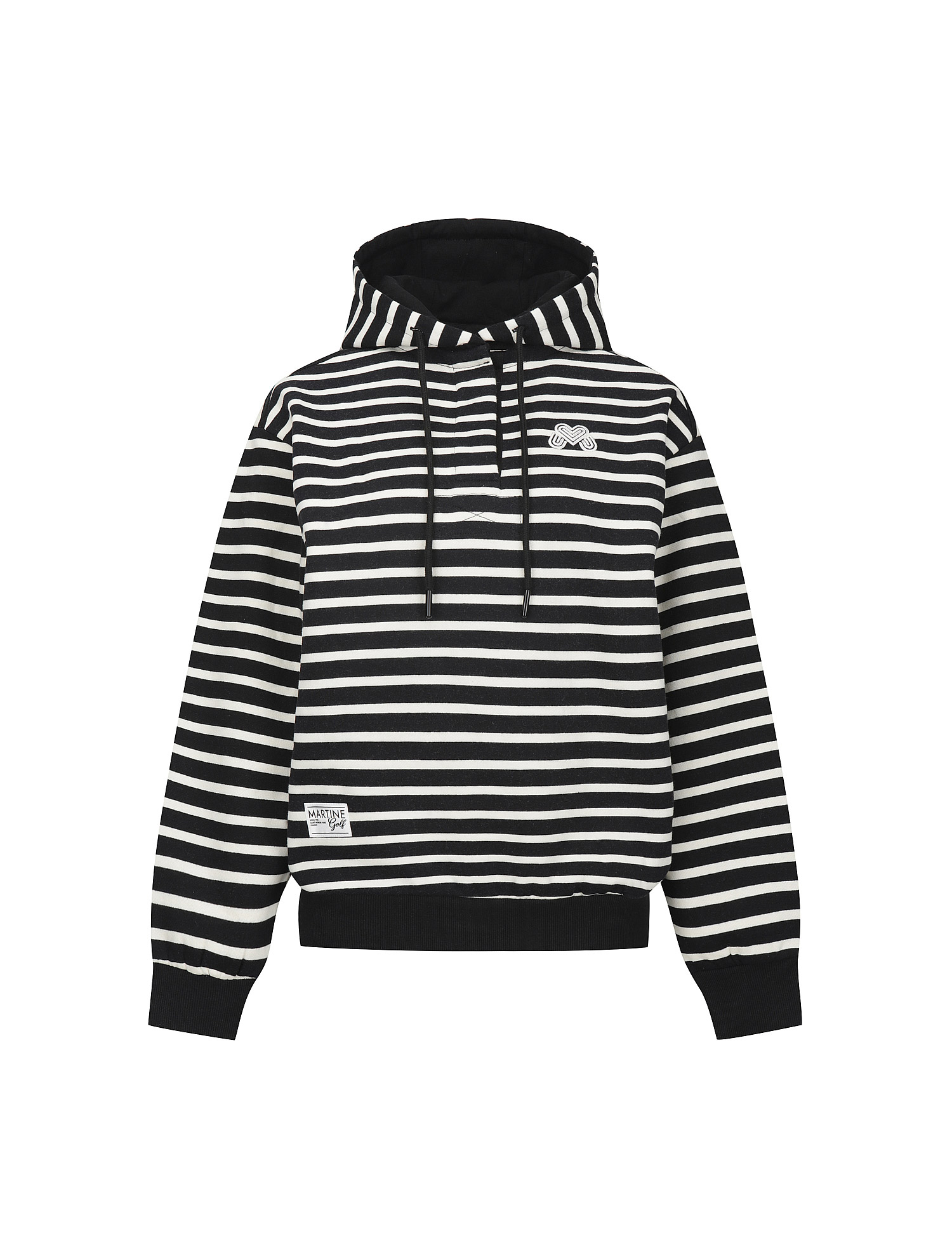 Warm Stripe Hooded Sweatshirts_BLACK (QW0FTTE40139)