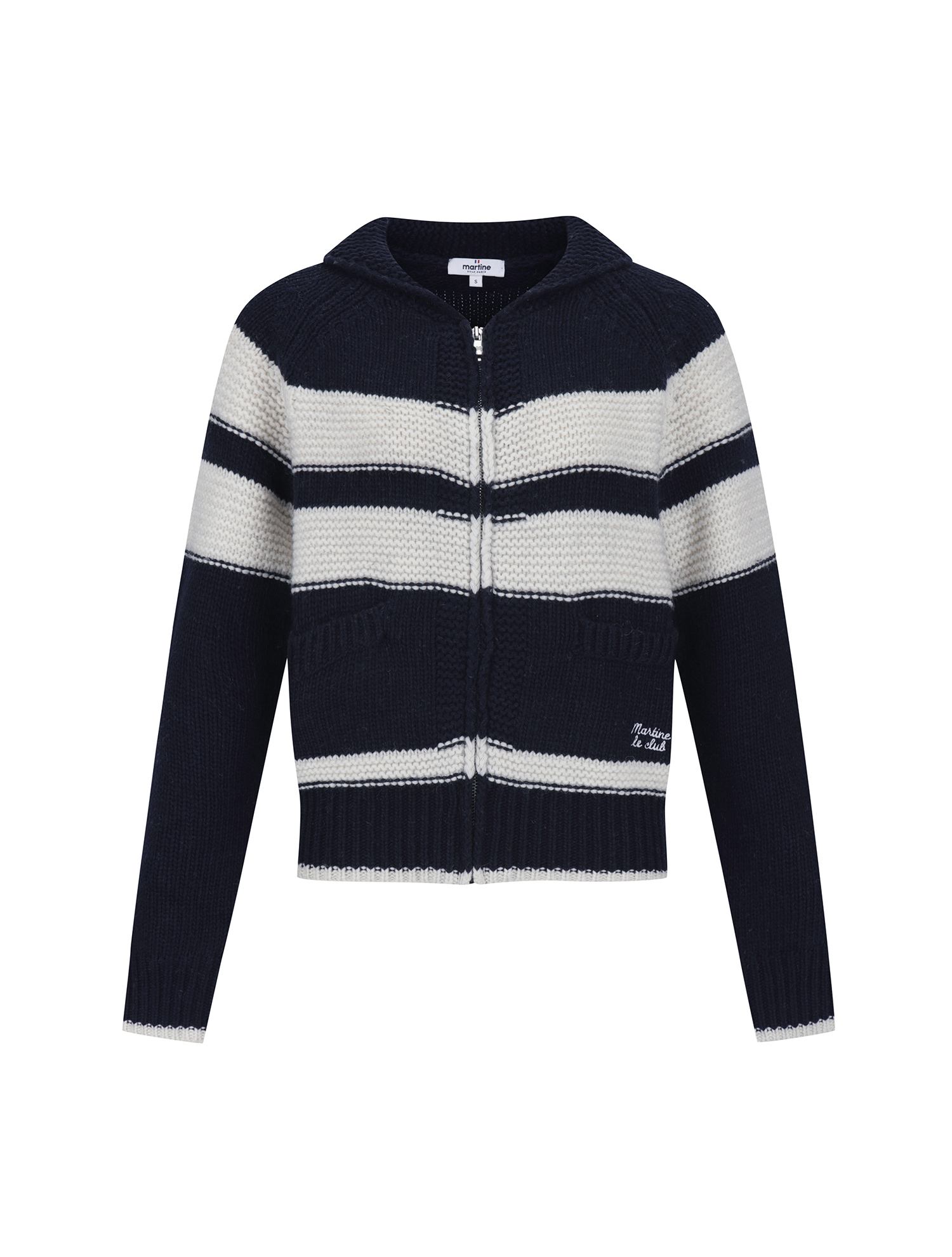 Knit Fluffy Cardigan_NAVY (QW0FTSC40149)