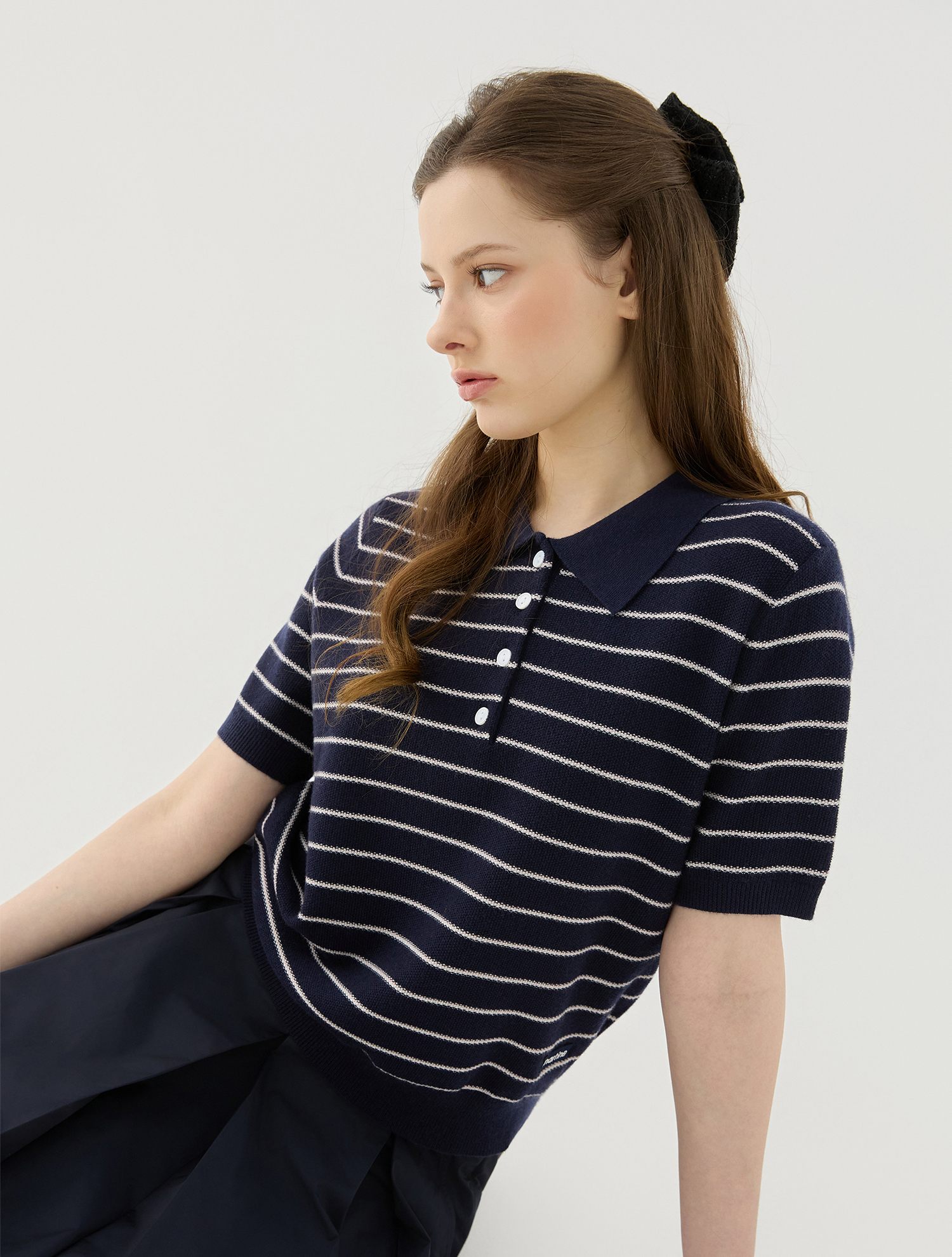 Stripe Collar Knit Pullover_NAVY (QW0GTSY20249)