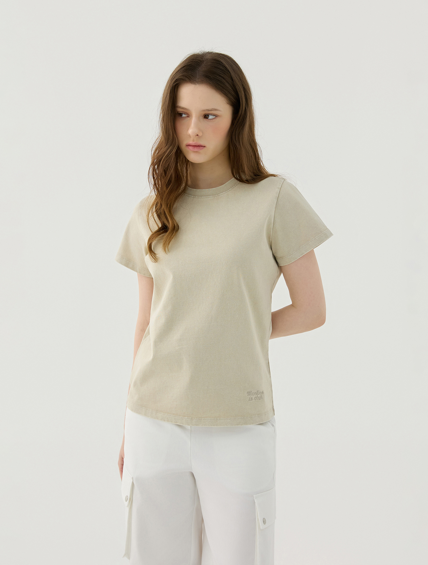 Pigment Washed Round T-Shirt_BEIGE (QW0GTTR20253)
