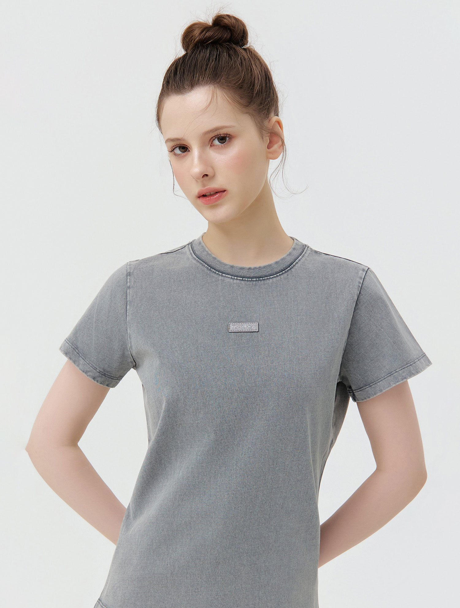 Pigment Mini Label T-Shirt_GRAY (QW0GTTR20234)