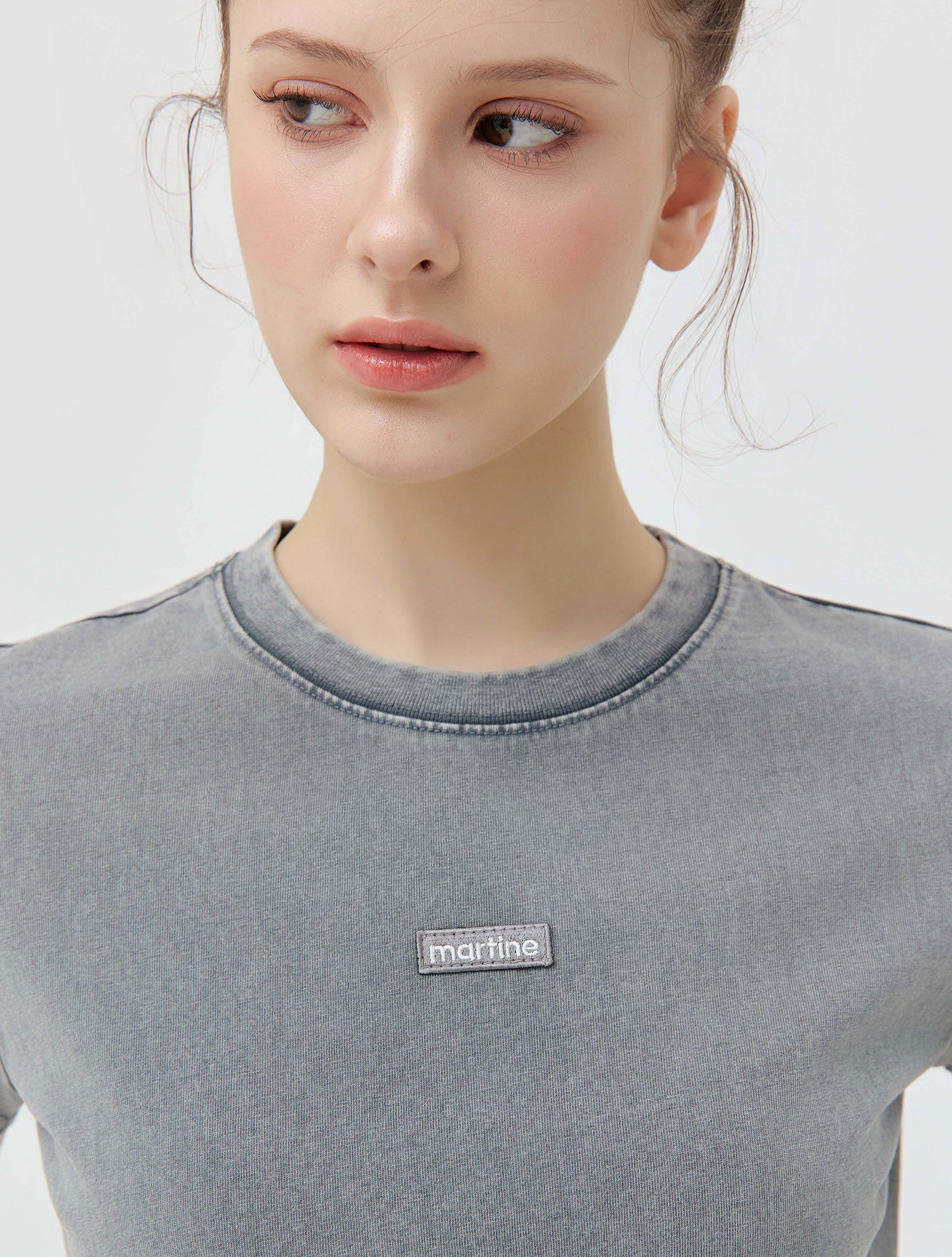 Pigment Mini Label T-Shirt_GRAY (QW0GTTR20234)