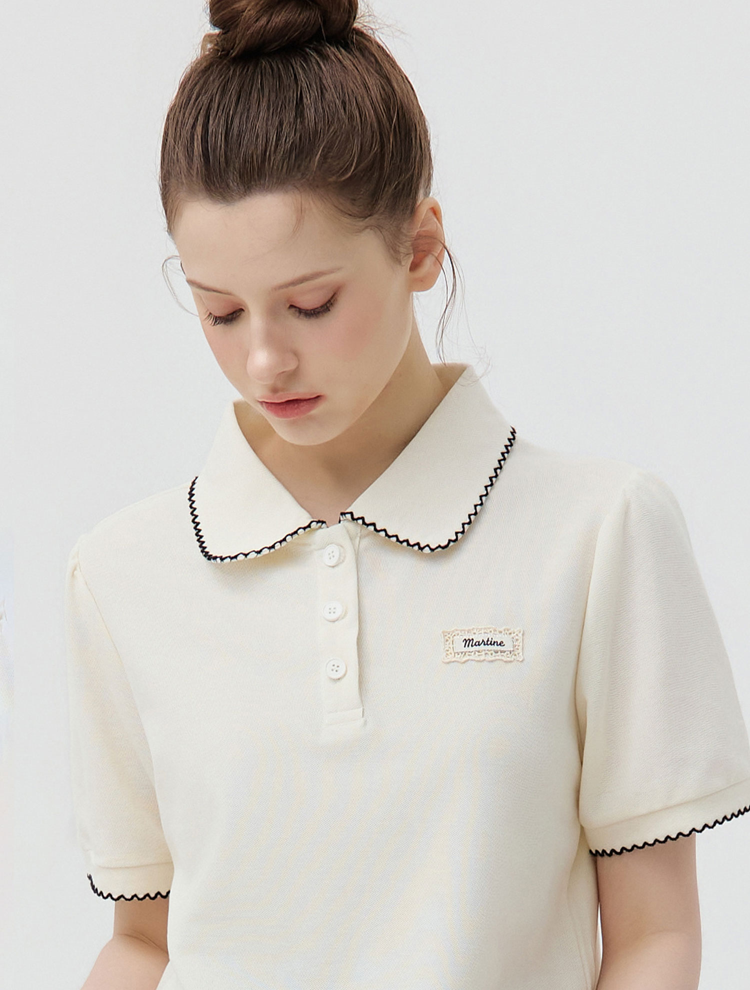 [2차 리오더] Lace Trim Collar T-Shirt_IVORY (QW0GTTY20161)