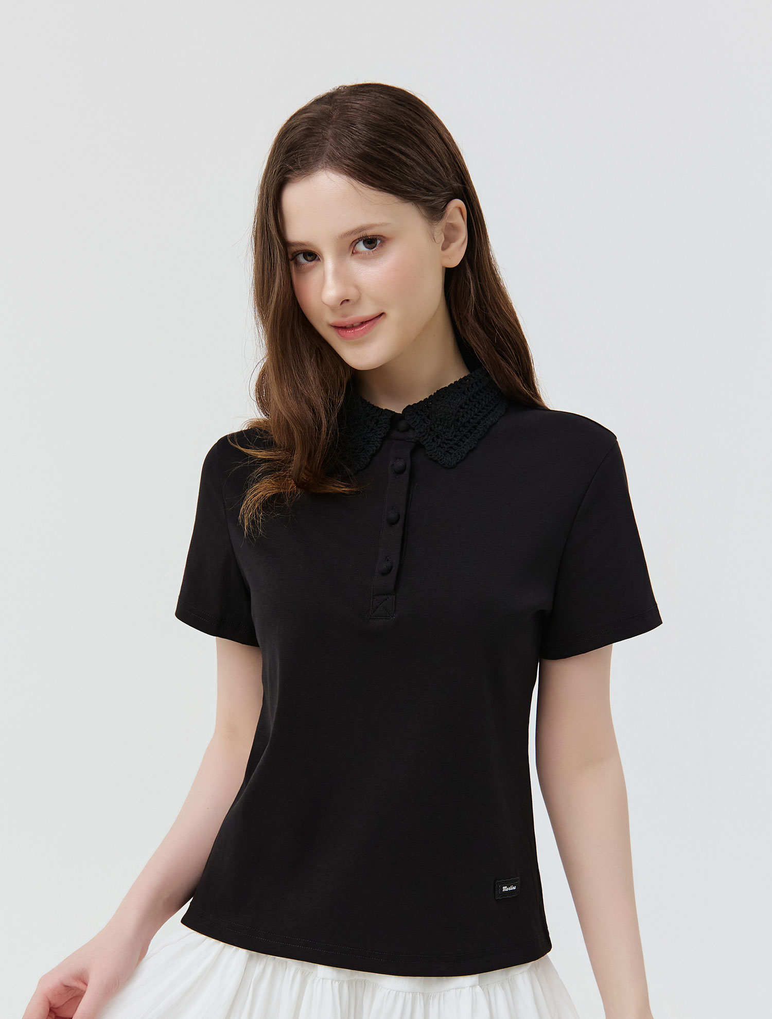 Fleur Crochet Collar T-Shirt_BLACK (QW0GTTY20239)