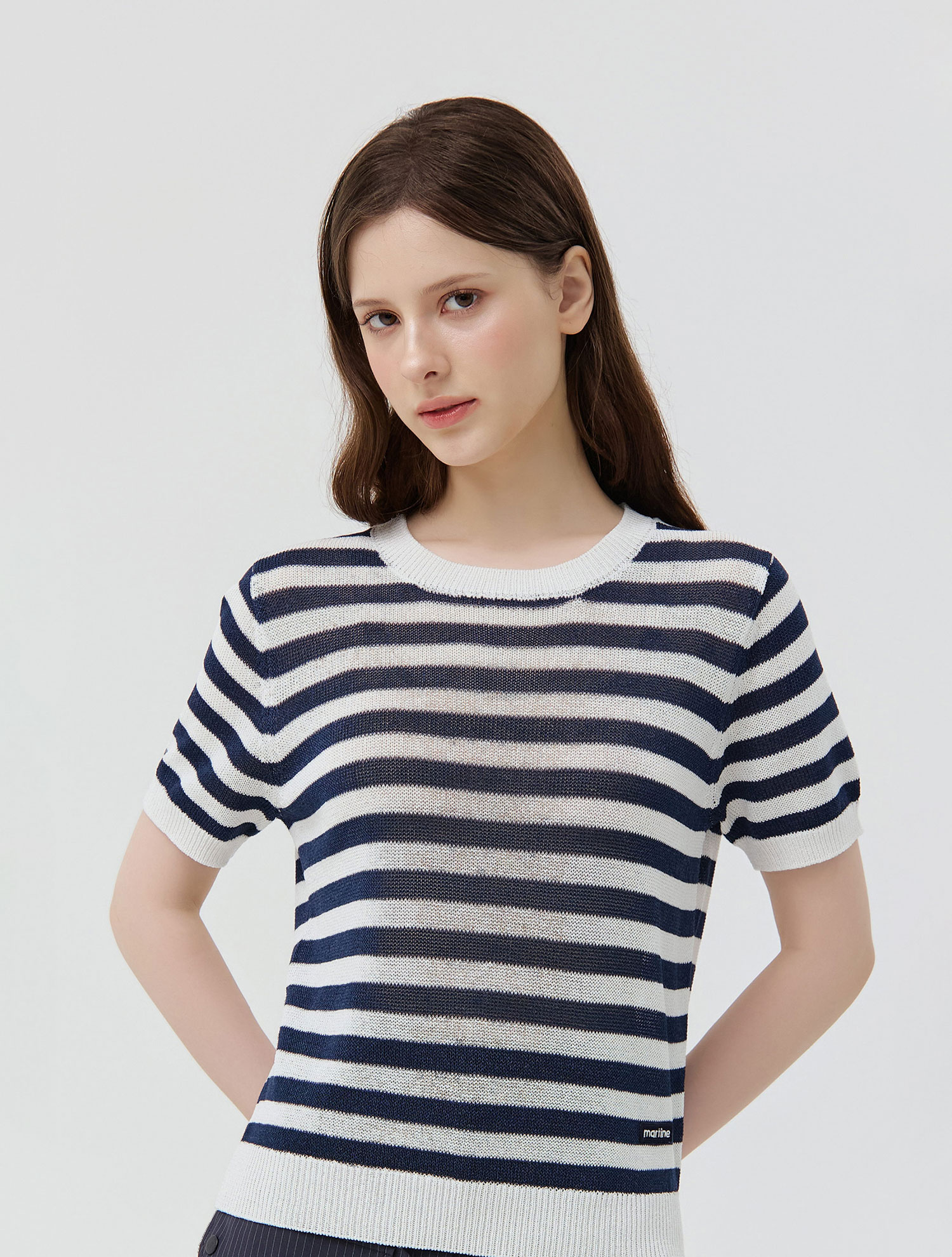 Sheer Marine Stripe Knit_NAVY (QW0GTSR20249)