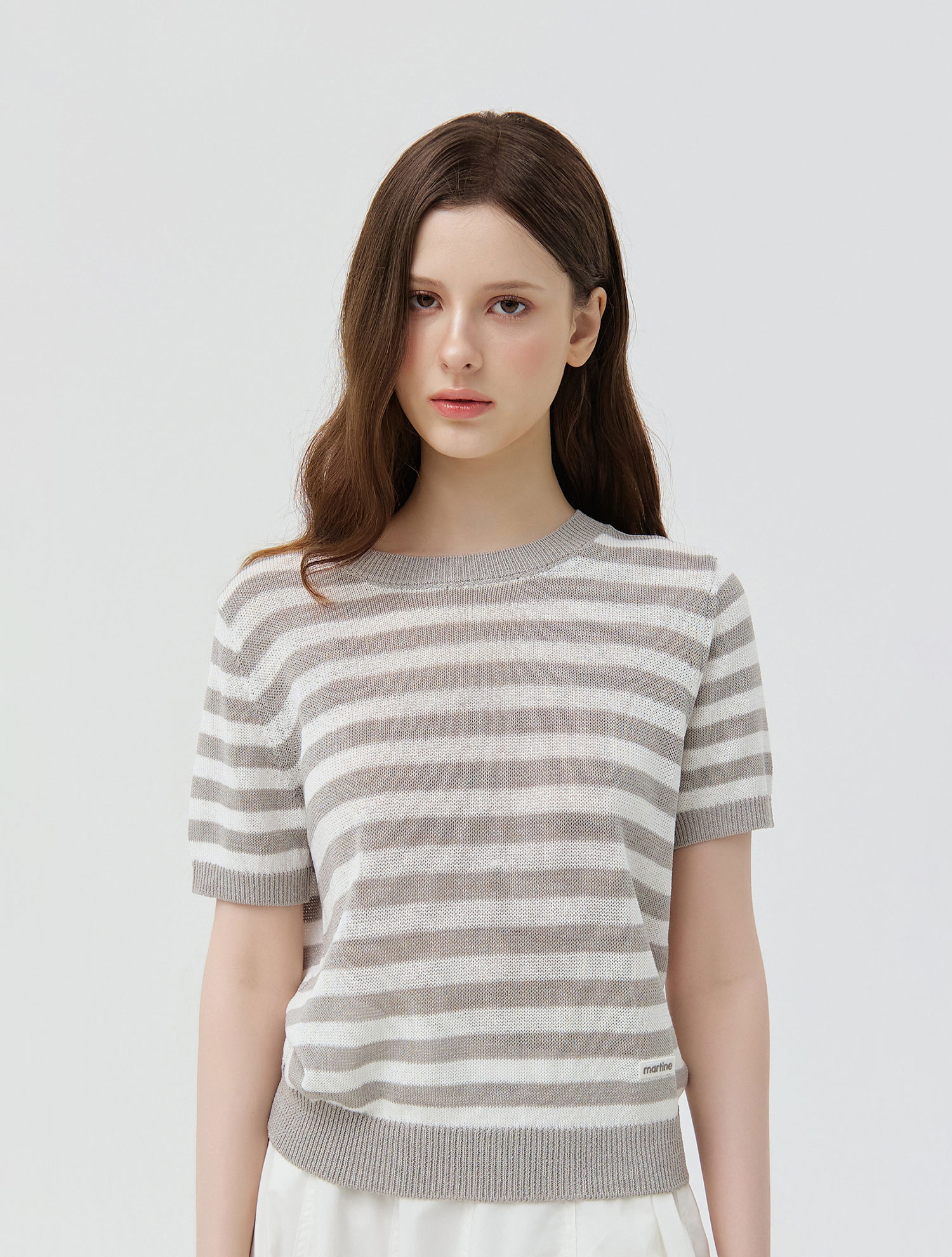 Sheer Marine Stripe Knit_L/GRAY (QW0GTSR20232)