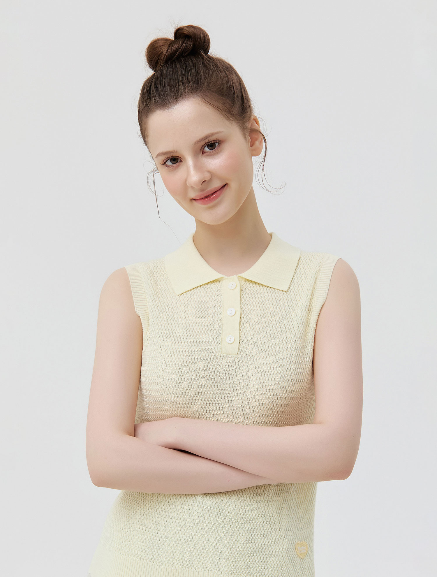 Saint Collar Sleeveless Knit_YELLOW (QW0GTSE20163)