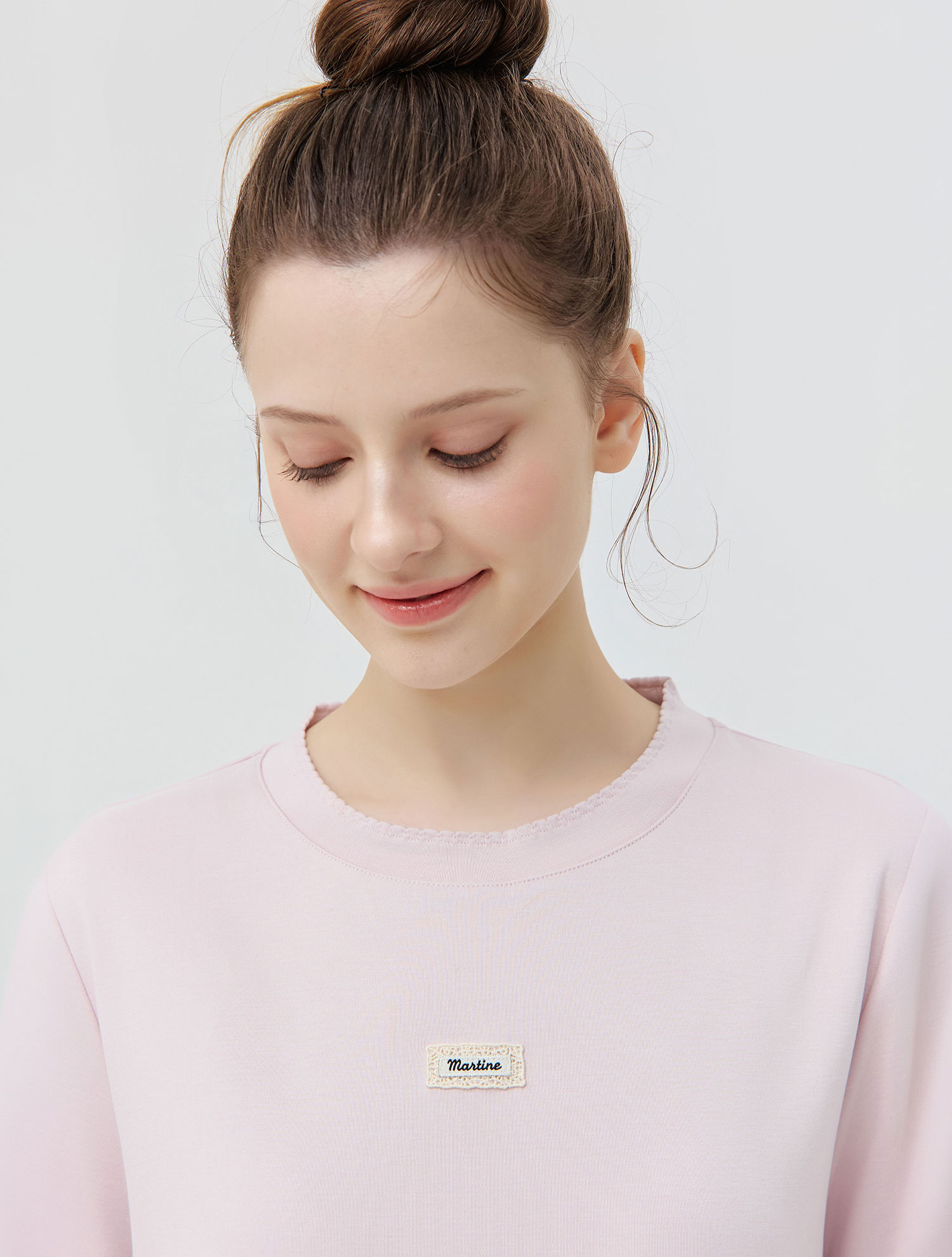 Blush Scallop Neck T-Shirt_L/PINK (QW0GTTR20372)