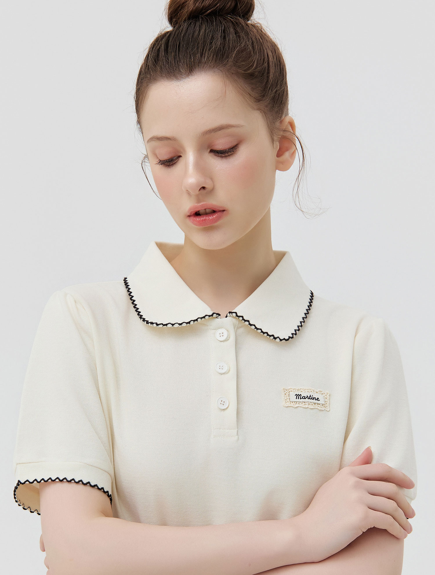 [2차 리오더] Lace Trim Collar T-Shirt_IVORY (QW0GTTY20161)