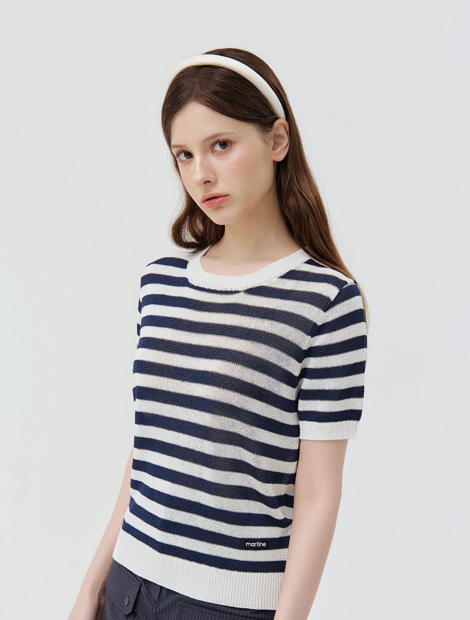 Sheer Marine Stripe Knit_NAVY (QW0GTSR20249)
