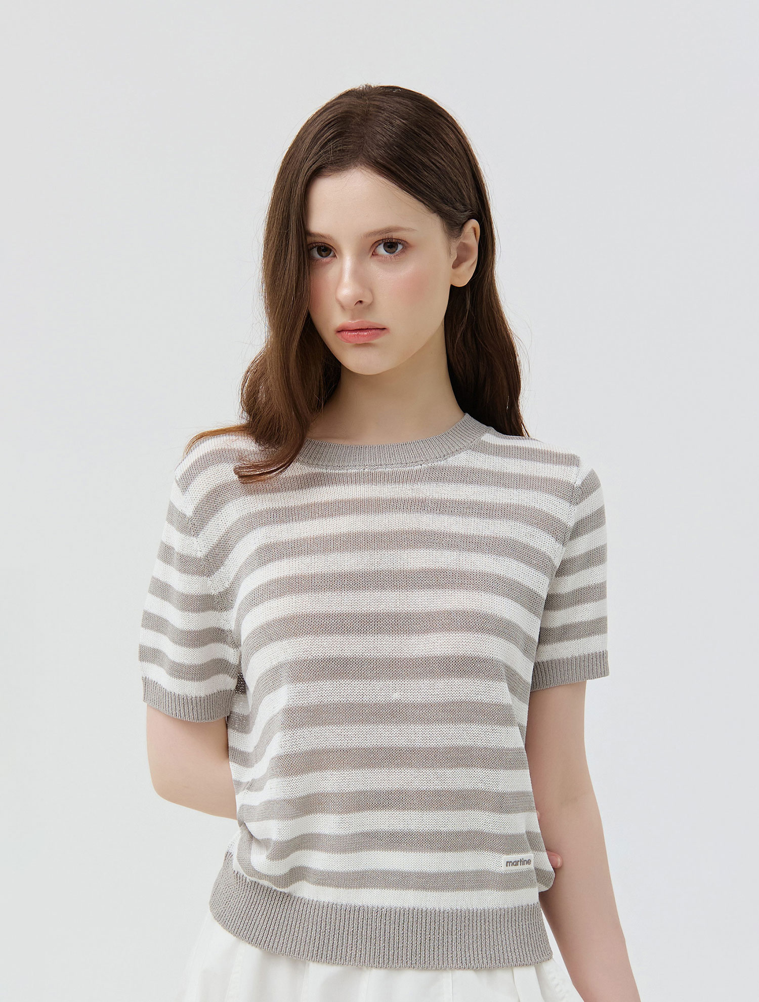 Sheer Marine Stripe Knit_L/GRAY (QW0GTSR20232)